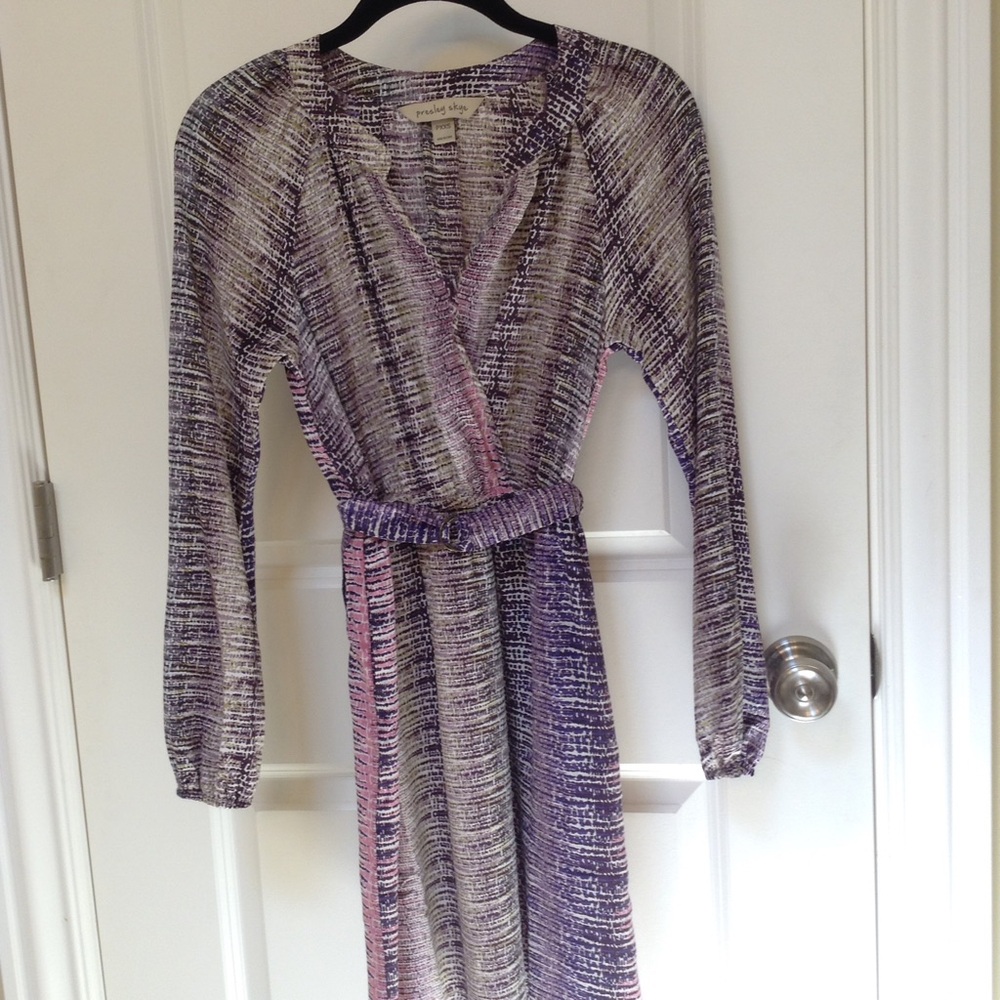 Presley Skye Purple and Pink Textured Wrap Dress